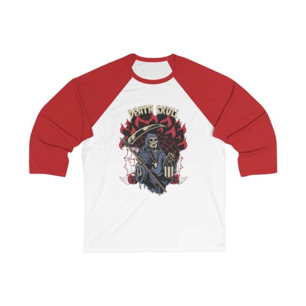 Death Skull  34 Sleeve Baseball Tee Mens and Womens - Image 3