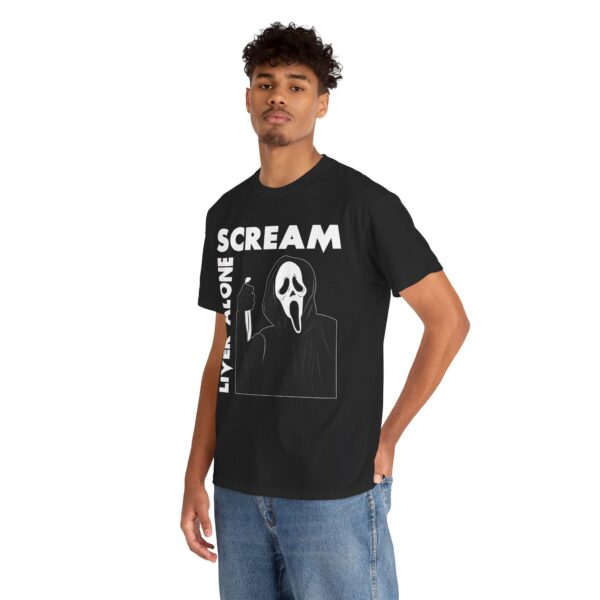 Scream (GhostFace) Liver Alone Black T-shirt - Image 8