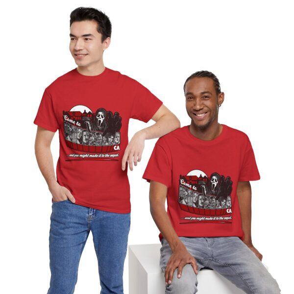 Horror Movie Fan Unisex Tee - Come To Woodsboro CA (Scream) - Image 30