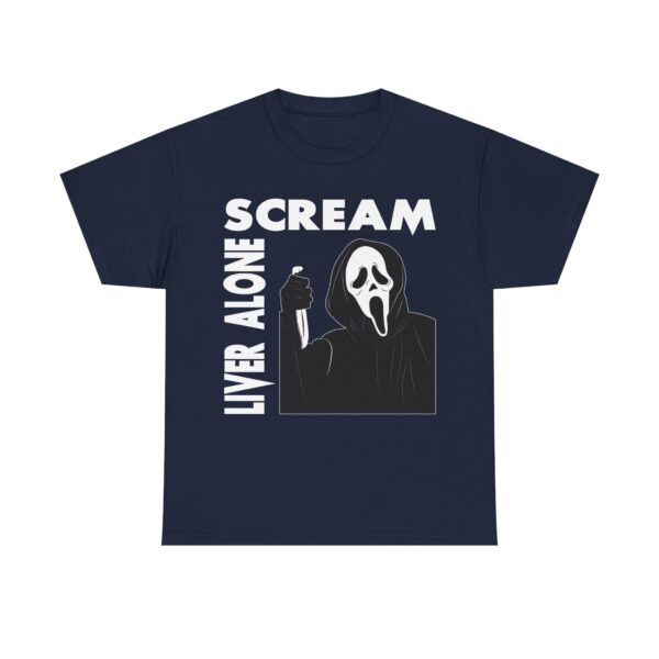 Scream (GhostFace) Liver Alone Black T-shirt - Image 35