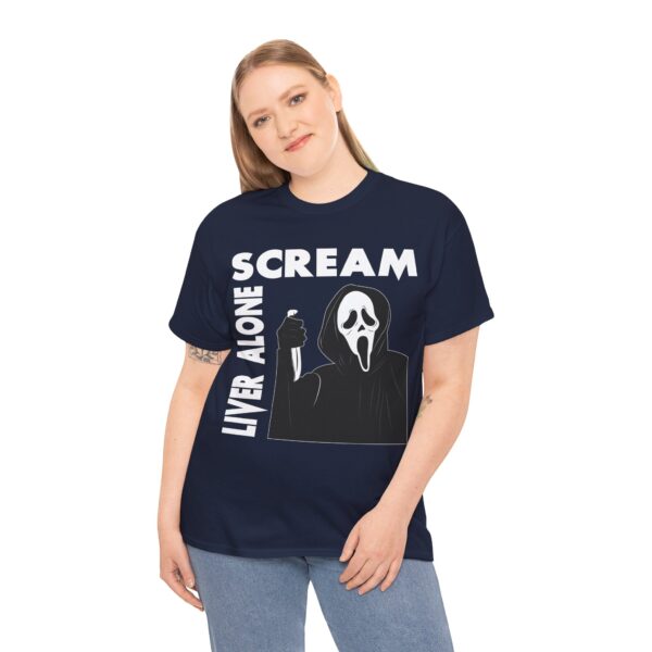 Scream (GhostFace) Liver Alone Black T-shirt - Image 40