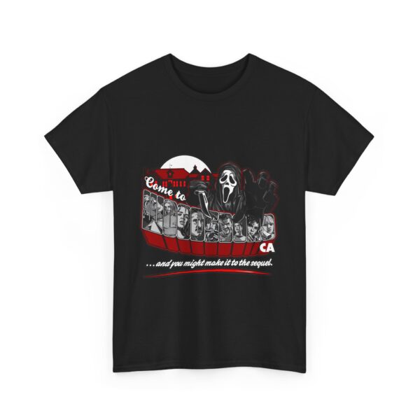 Horror Movie Fan Unisex Tee - Come To Woodsboro CA (Scream) - Image 4