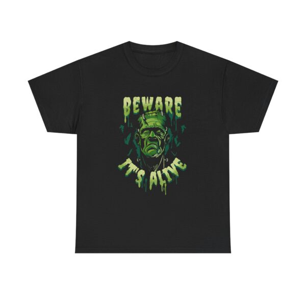 Frankenstein (Beware It's Alive) mens and womens horror tshirt - Image 2