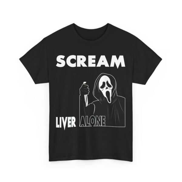 Scream (GhostFace) Liver Alone Black T-Shirt 2 - Image 4