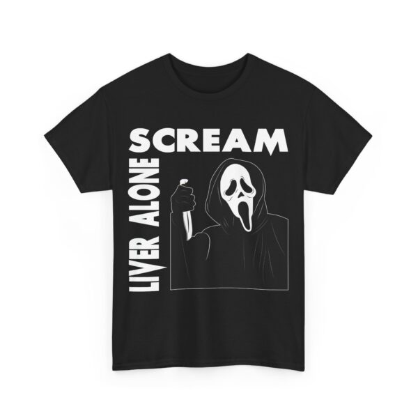 Scream (GhostFace) Liver Alone Black T-shirt - Image 4