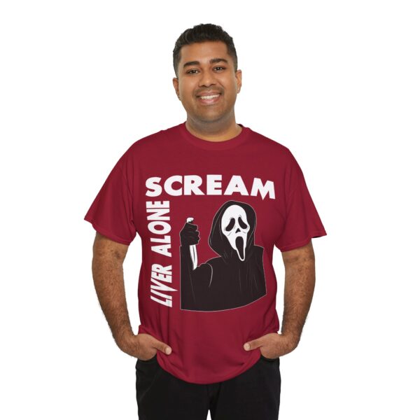 Scream (GhostFace) Liver Alone Black T-shirt - Image 53