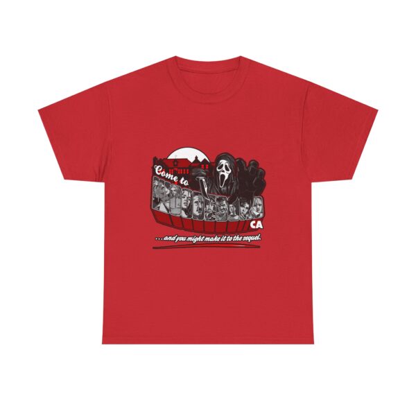 Horror Movie Fan Unisex Tee - Come To Woodsboro CA (Scream) - Image 26