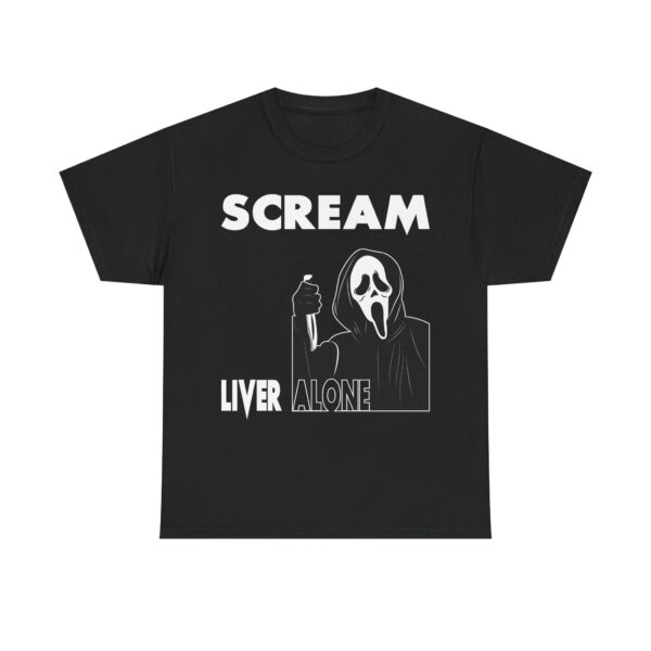 Scream (GhostFace) Liver Alone Black T-Shirt 2 - Image 2