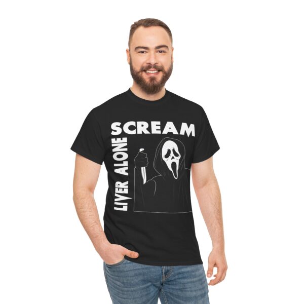 Scream (GhostFace) Liver Alone Black T-shirt - Image 7