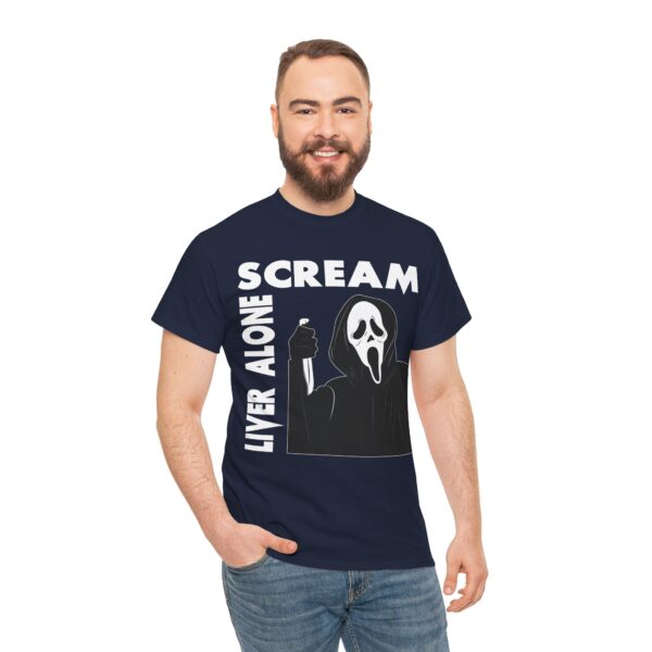 Scream (GhostFace) Liver Alone Black T-shirt - Image 41