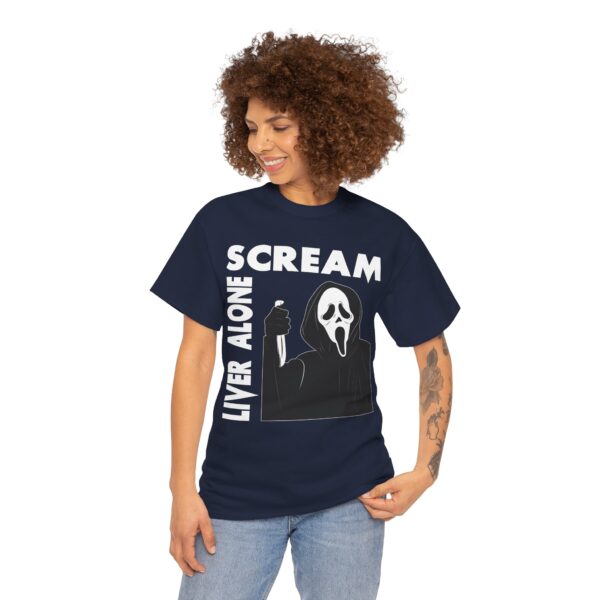 Scream (GhostFace) Liver Alone Black T-shirt - Image 39