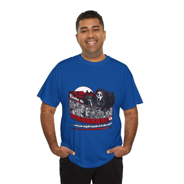 Horror Movie Fan Unisex Tee - Come To Woodsboro CA (Scream) - Image 25