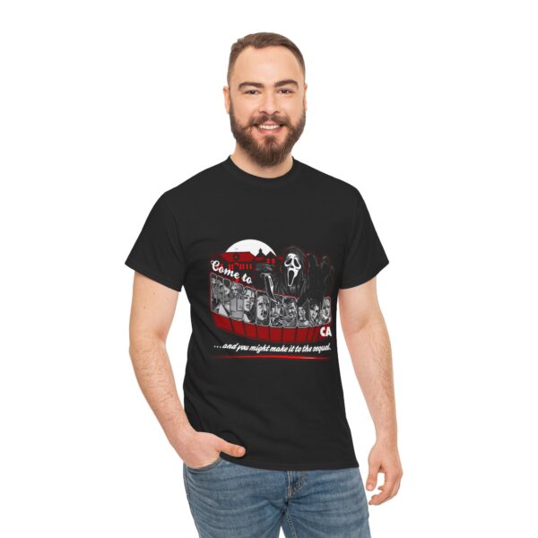 Horror Movie Fan Unisex Tee - Come To Woodsboro CA (Scream) - Image 7