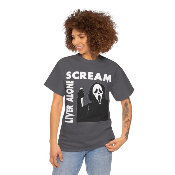 Scream (GhostFace) Liver Alone Black T-shirt - Image 23