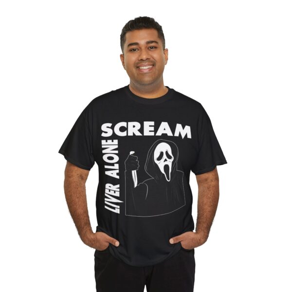 Scream (GhostFace) Liver Alone Black T-shirt - Image 9