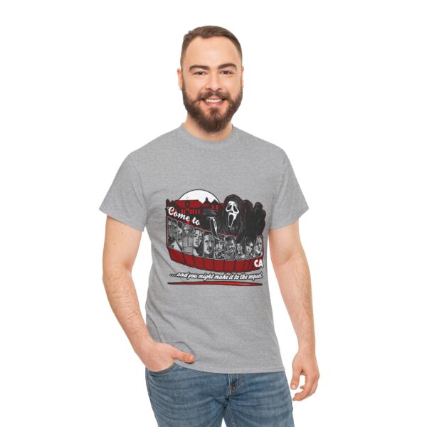 Horror Movie Fan Unisex Tee - Come To Woodsboro CA (Scream) - Image 16
