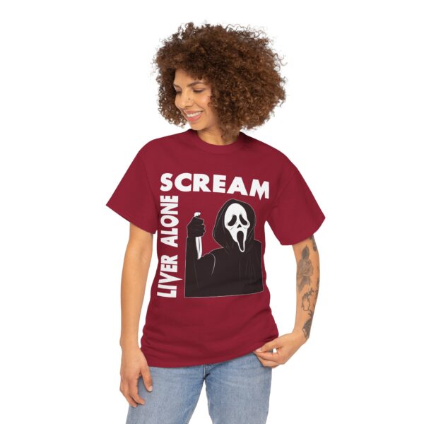 Scream (GhostFace) Liver Alone Black T-shirt - Image 48