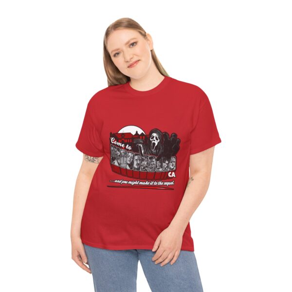 Horror Movie Fan Unisex Tee - Come To Woodsboro CA (Scream) - Image 32