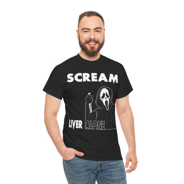 Scream (GhostFace) Liver Alone Black T-Shirt 2 - Image 7