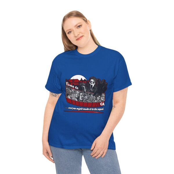 Horror Movie Fan Unisex Tee - Come To Woodsboro CA (Scream) - Image 23