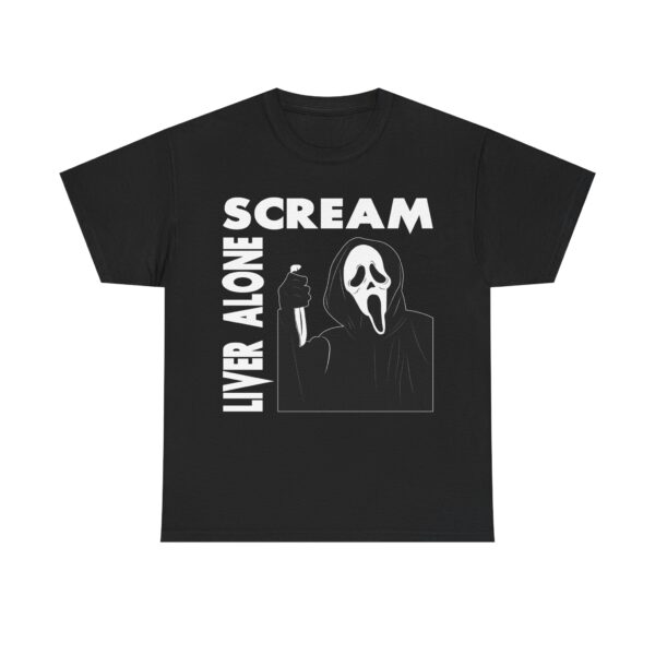 Scream (GhostFace) Liver Alone Black T-shirt - Image 2