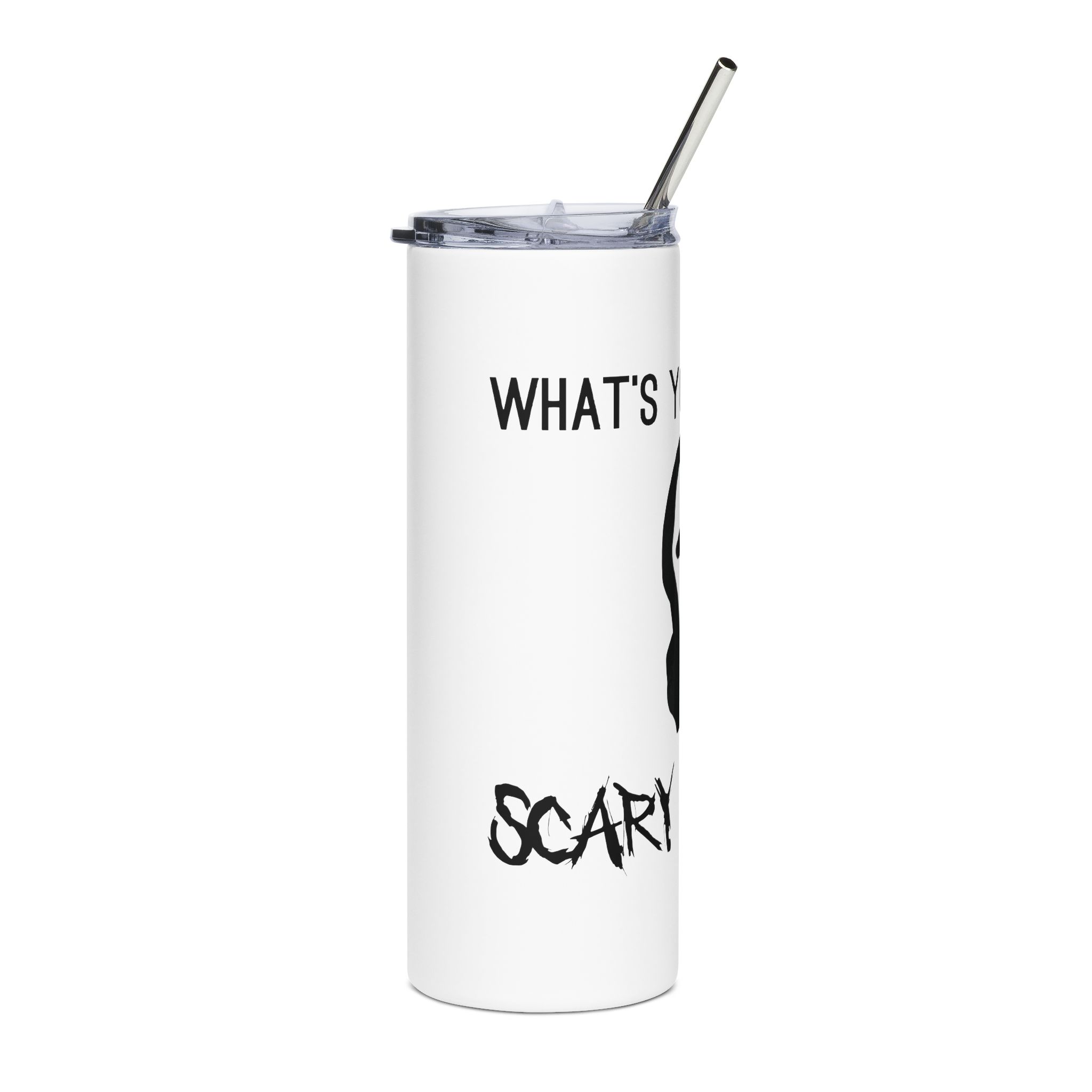20oz Stainless Tumbler — "What's Your Favorite Scary Movie?" Ghost Face Mask Travel Cup - Image 2