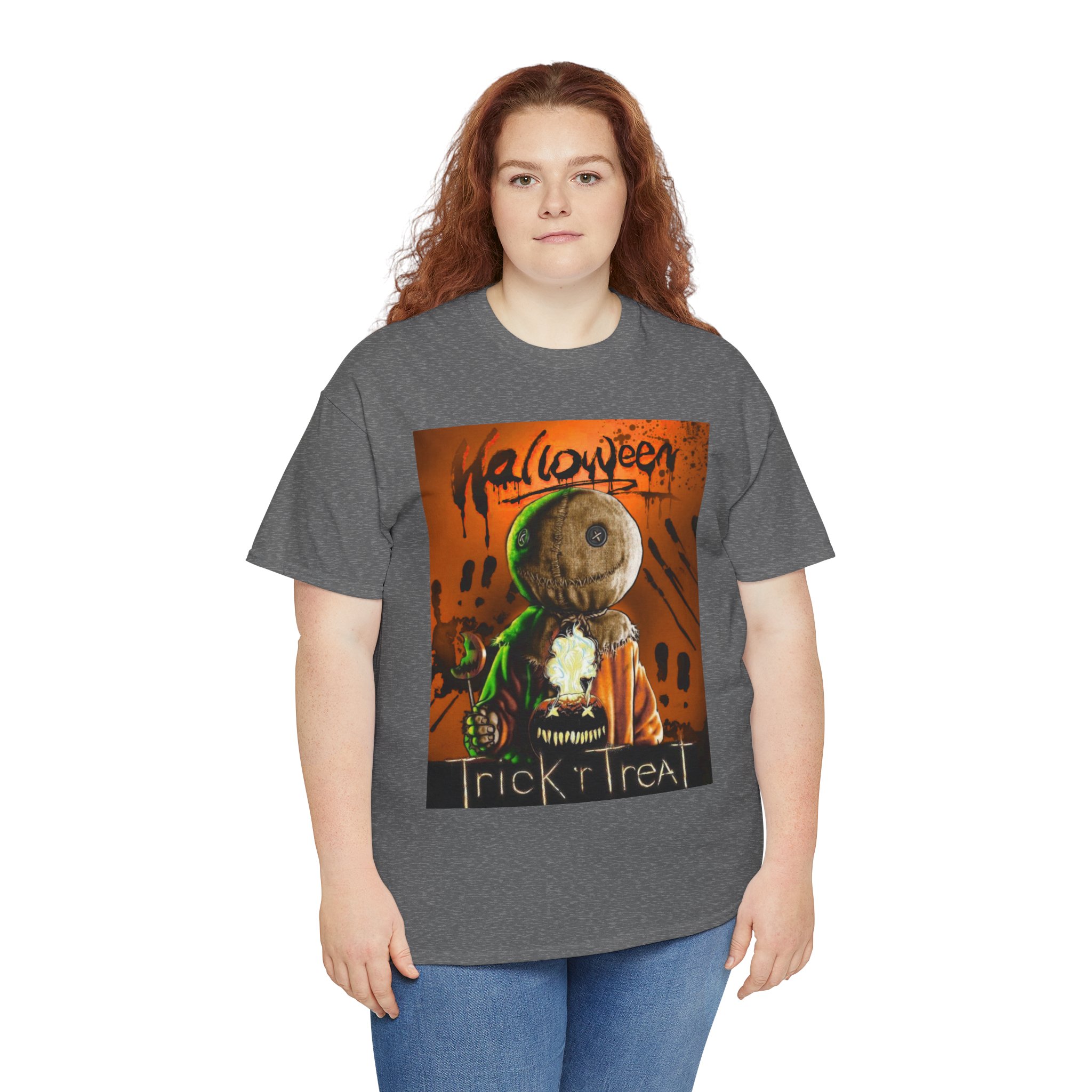 Halloween Trick or Treat T-Shirt — Sam Skull Costume Graphic Tee - Image 41