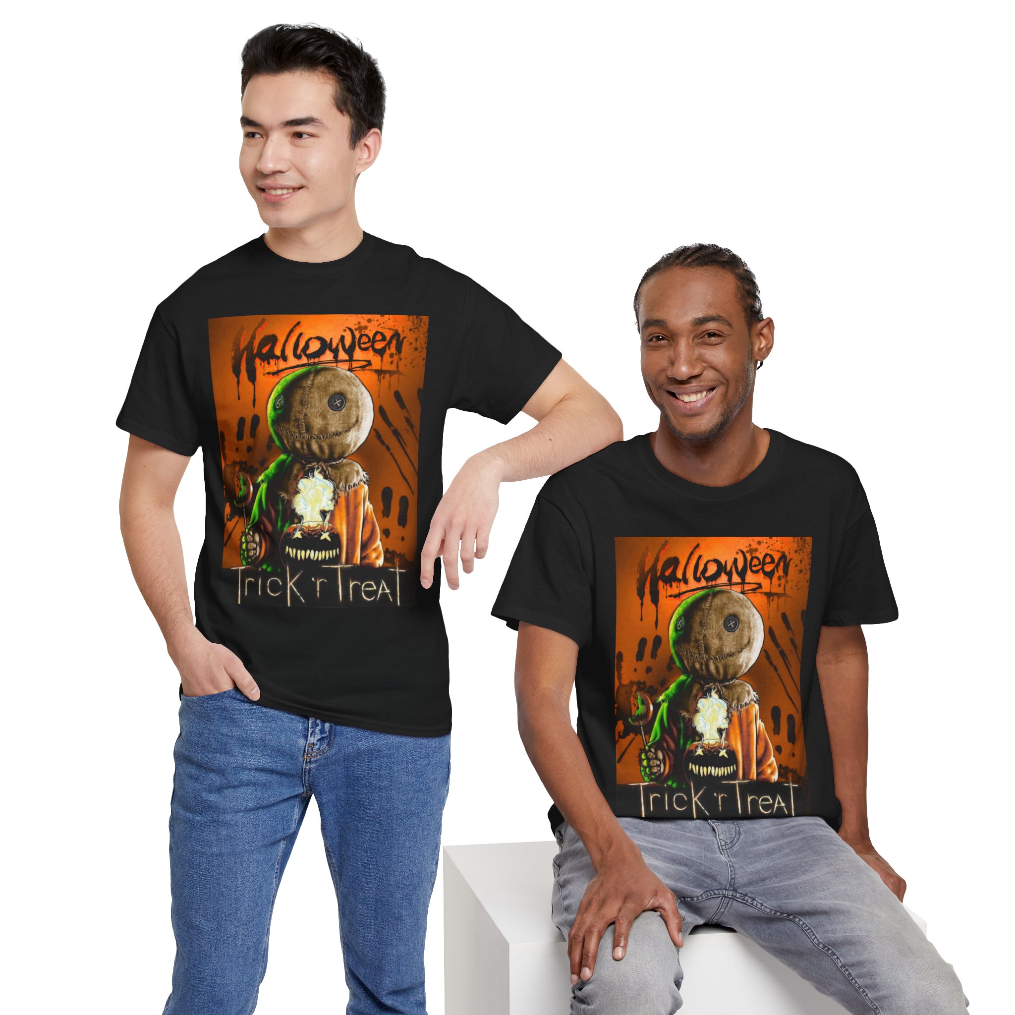 Halloween Trick or Treat T-Shirt — Sam Skull Costume Graphic Tee - Image 13