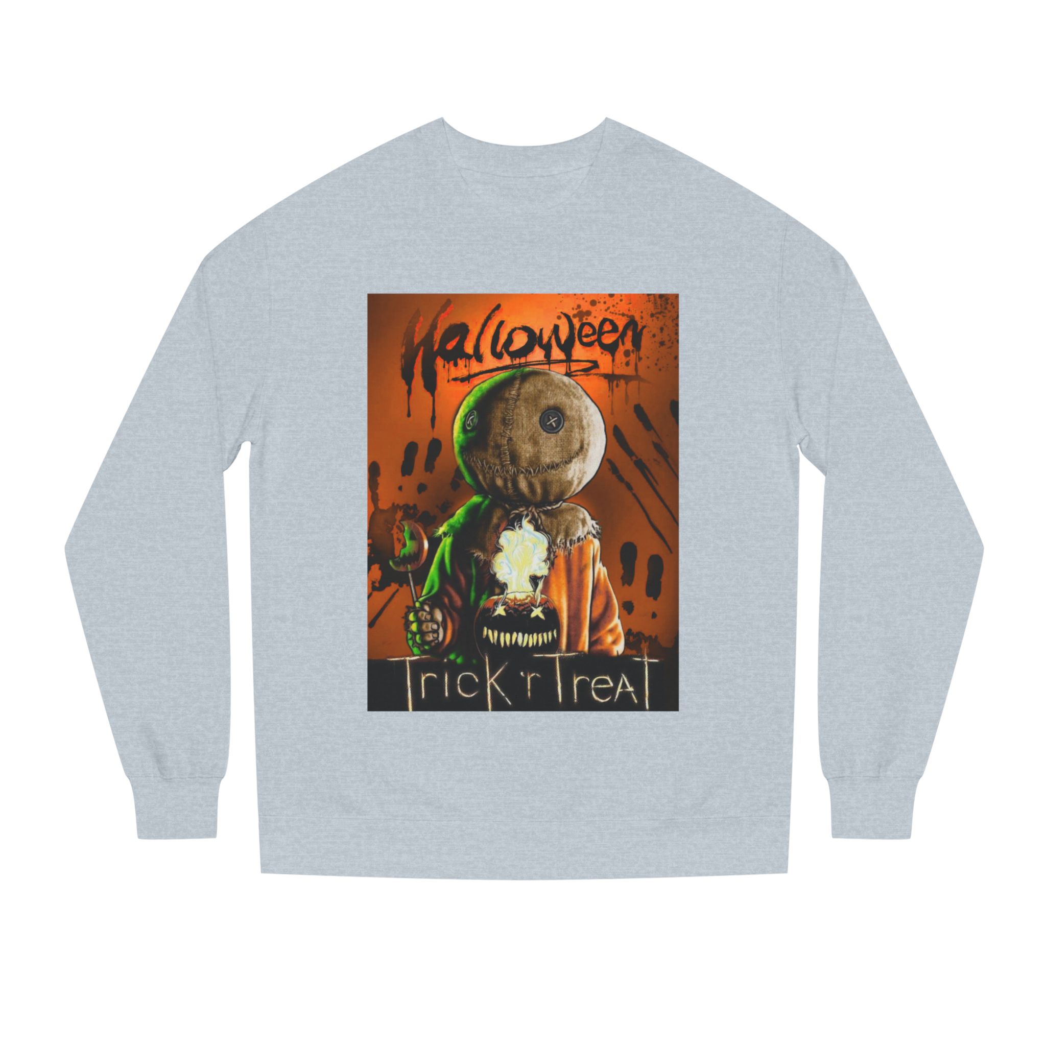 Halloween Trick 'r Treat Sweatshirt — Sam Scarecrow Graphic Crewneck - Image 21