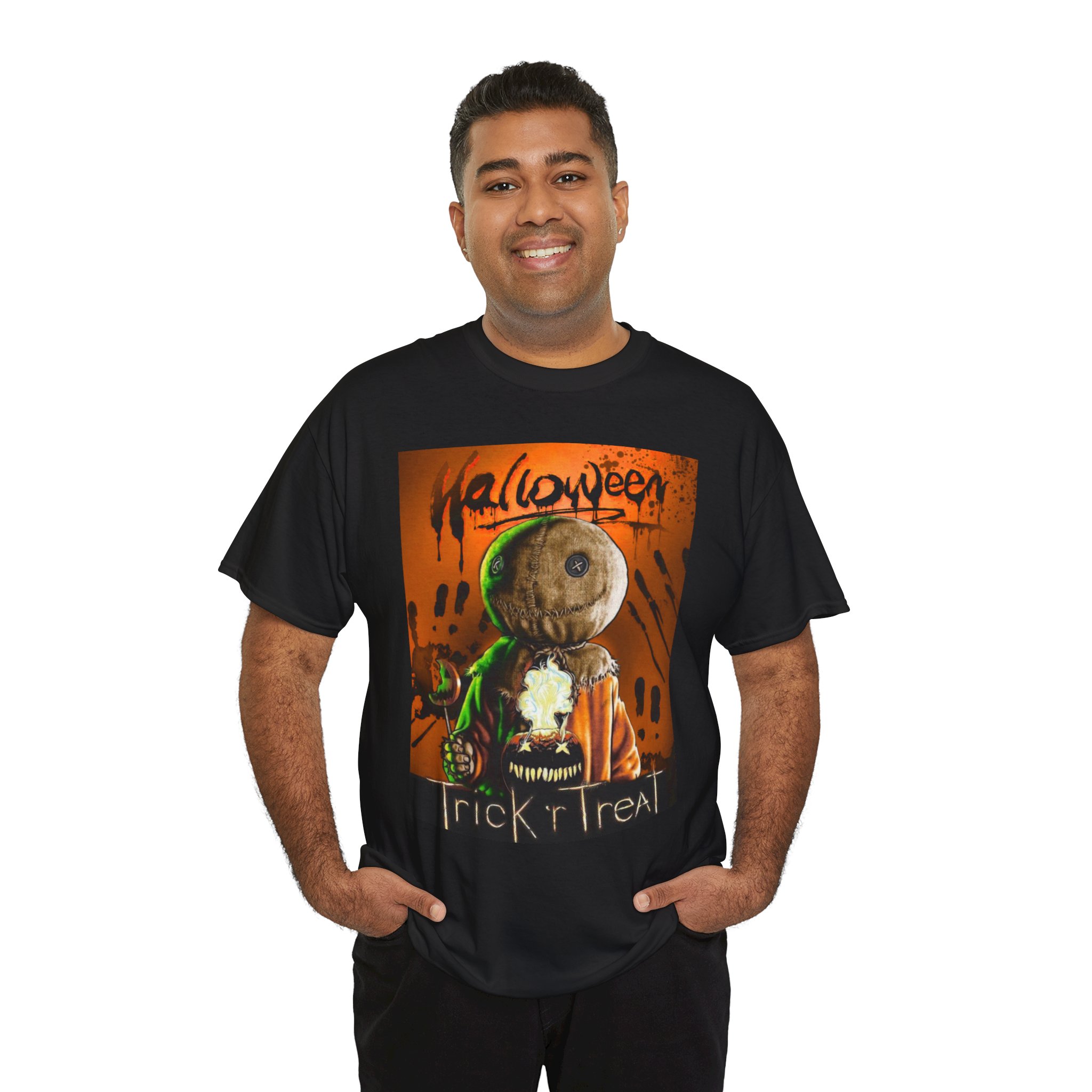 Halloween Trick or Treat T-Shirt — Sam Skull Costume Graphic Tee - Image 10