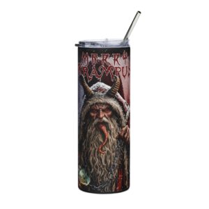 Krampus 'Merry Krampus' 20oz Stainless Steel Tumbler — Dark Holiday Gothic Drinkware