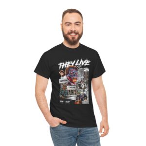 Collage Graphic Tee — 'They Live' Pop Culture Dystopia T-Shirt