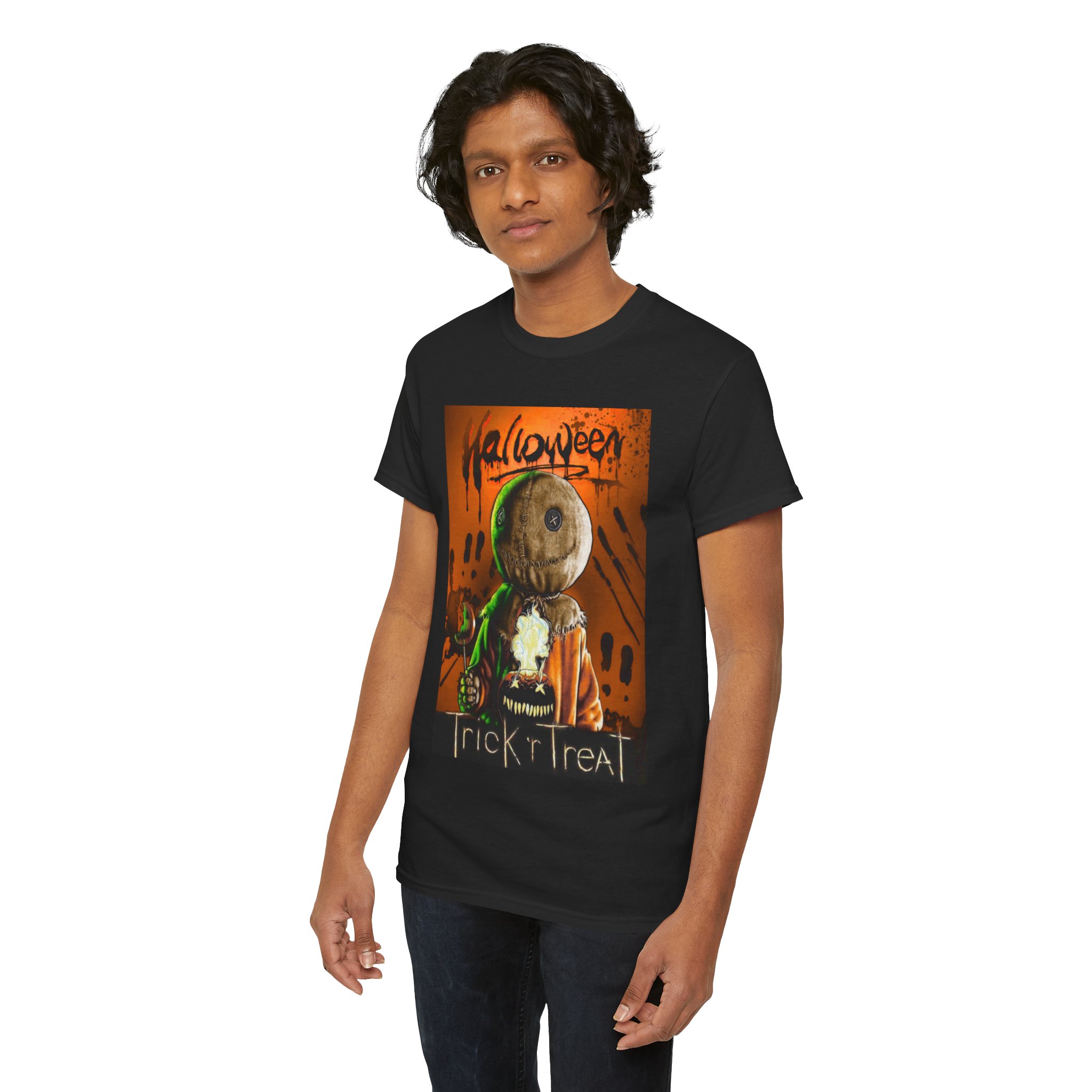 Halloween Trick or Treat T-Shirt — Sam Skull Costume Graphic Tee - Image 11