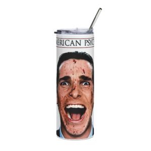 20oz Stainless Steel Tumbler — 'American Psycho' Movie Poster Face Design