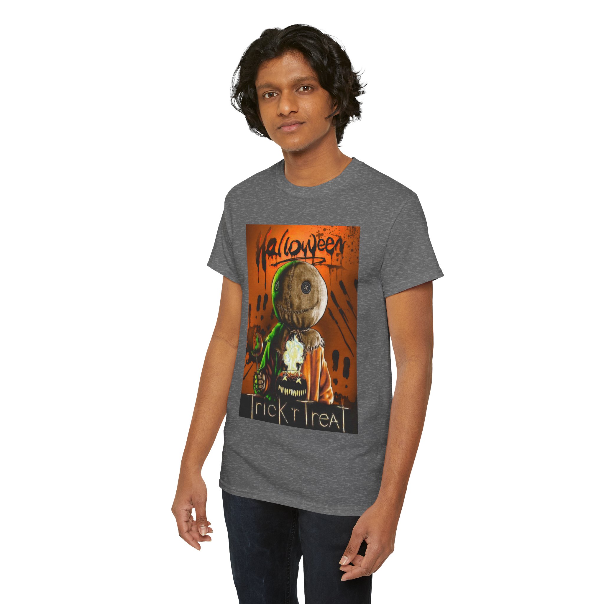 Halloween Trick or Treat T-Shirt — Sam Skull Costume Graphic Tee - Image 43