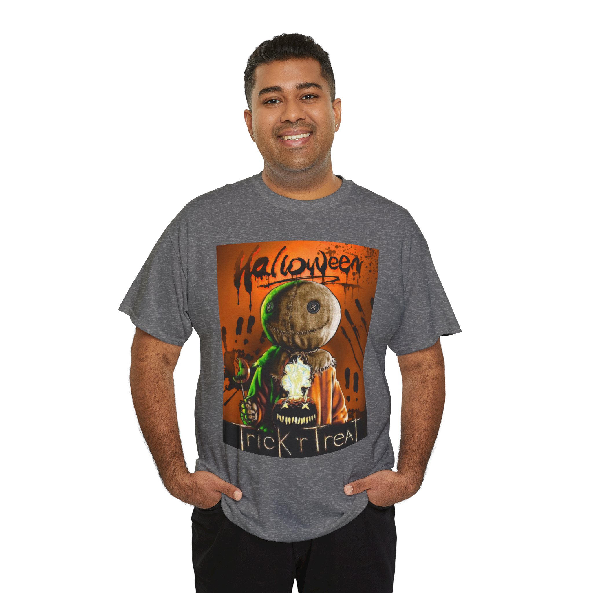 Halloween Trick or Treat T-Shirt — Sam Skull Costume Graphic Tee - Image 42