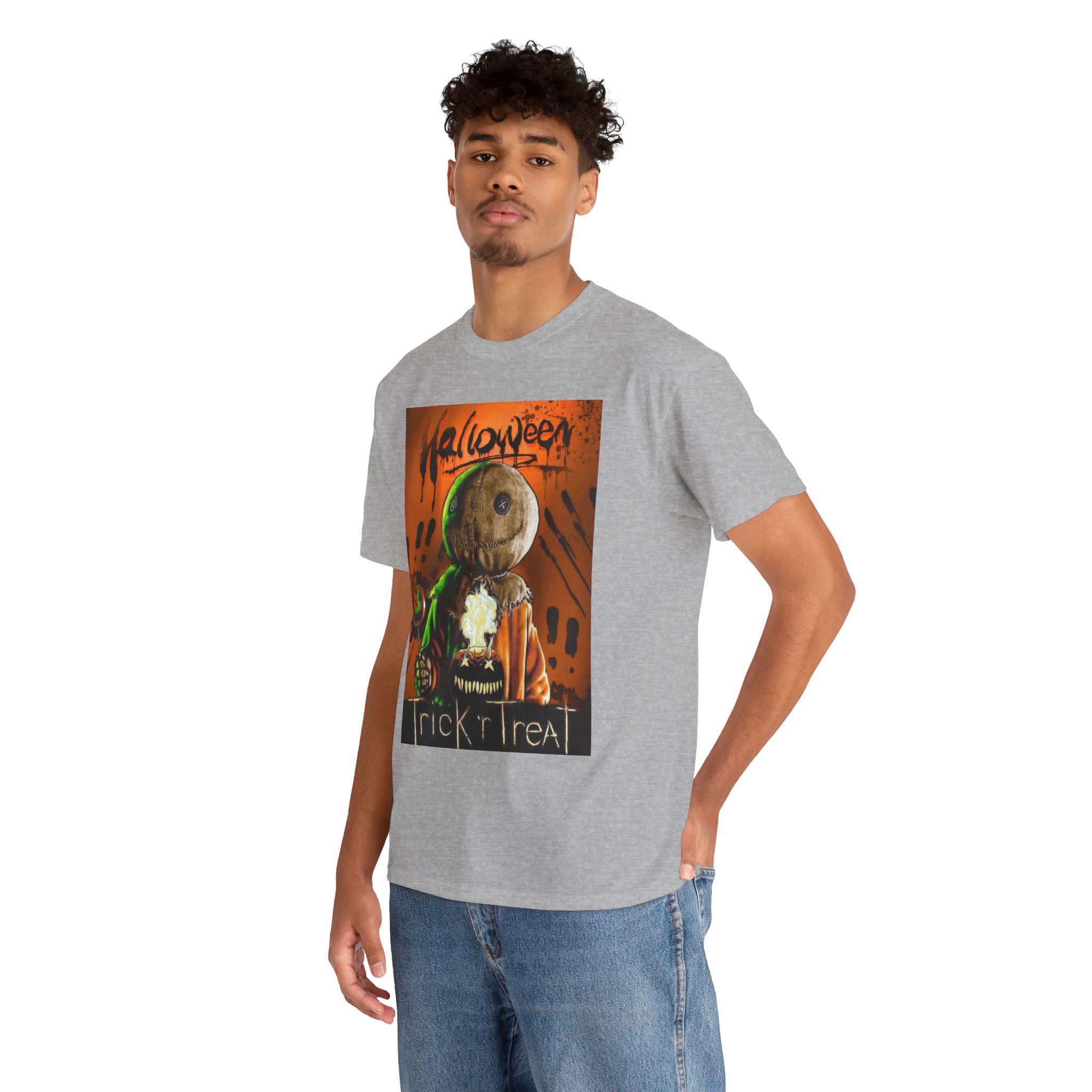 Halloween Trick or Treat T-Shirt — Sam Skull Costume Graphic Tee - Image 24