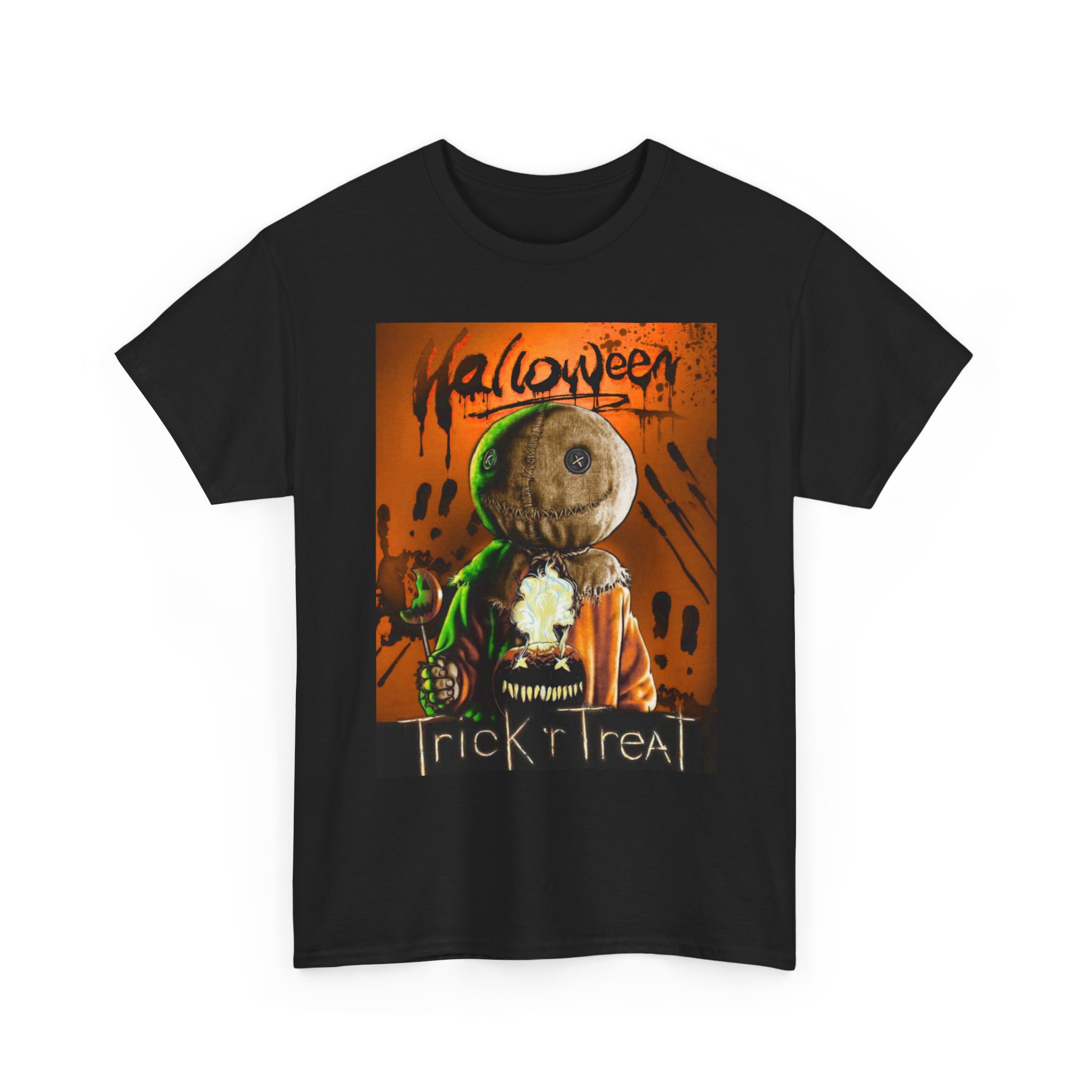 Halloween Trick or Treat T-Shirt — Sam Skull Costume Graphic Tee - Image 4
