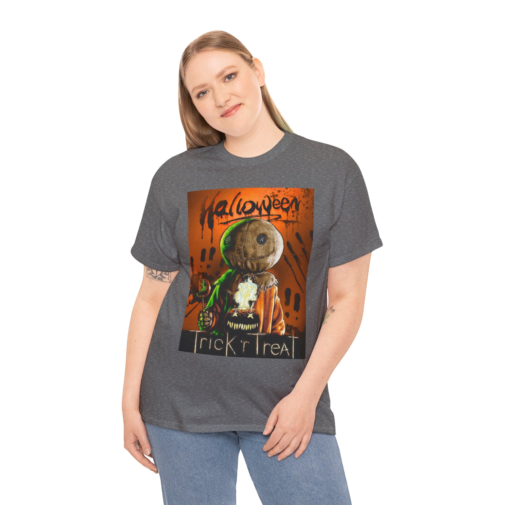 Halloween Trick or Treat T-Shirt — Sam Skull Costume Graphic Tee - Image 39
