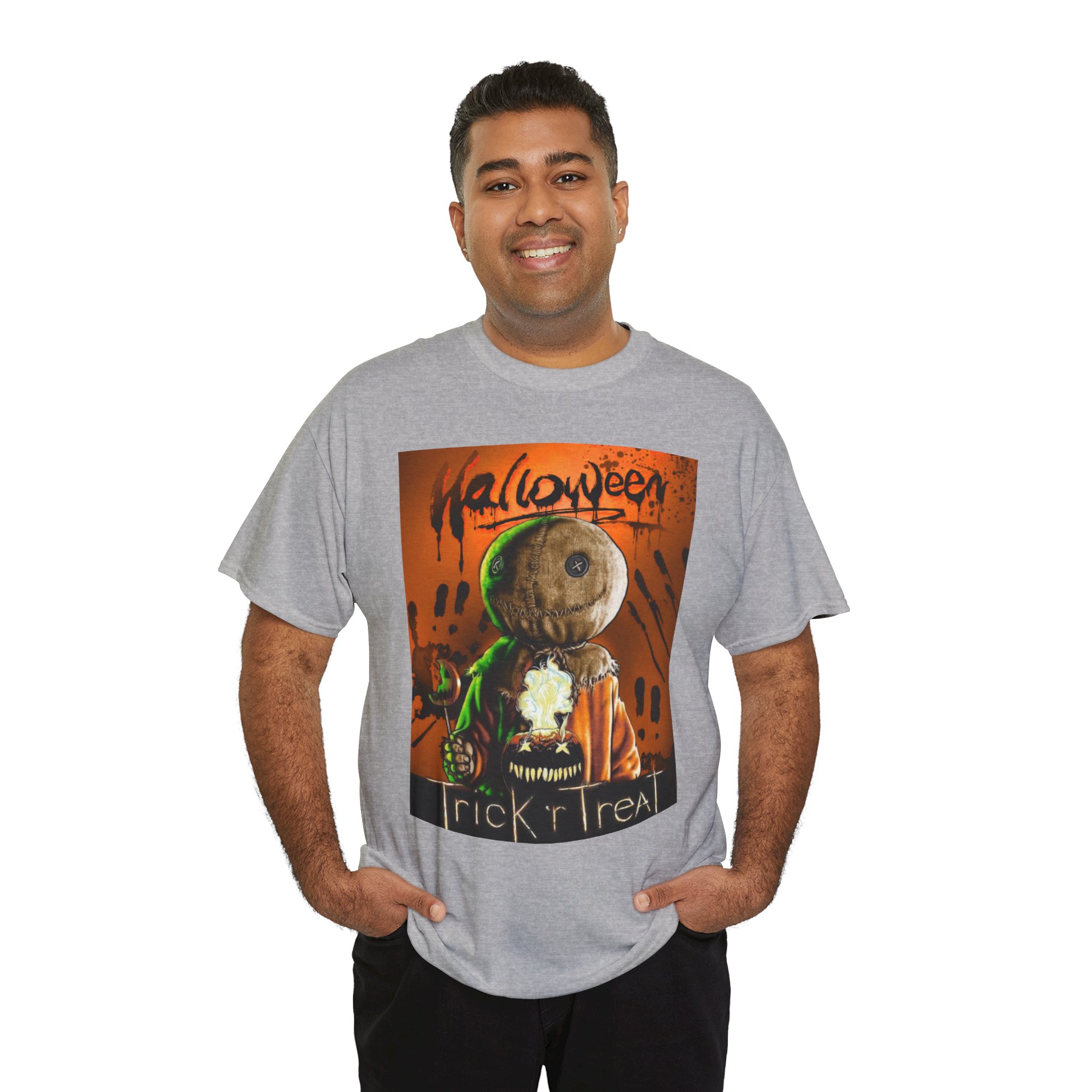Halloween Trick or Treat T-Shirt — Sam Skull Costume Graphic Tee - Image 26