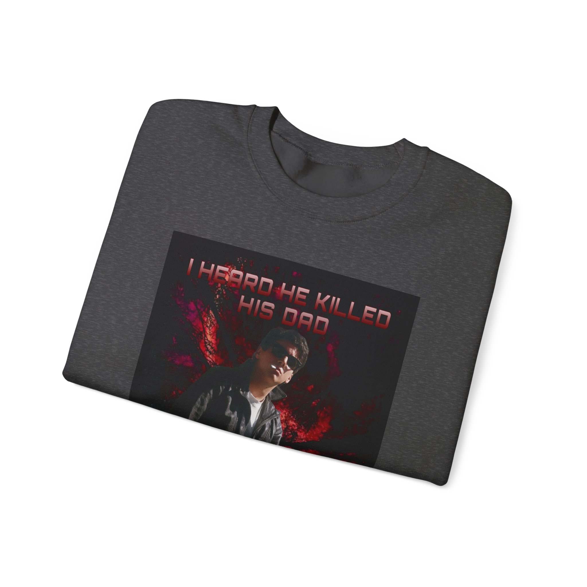 Monster Squad Crewneck Sweatshirt — “I Heard He Killed His Dad” Horror Graphic - Image 19