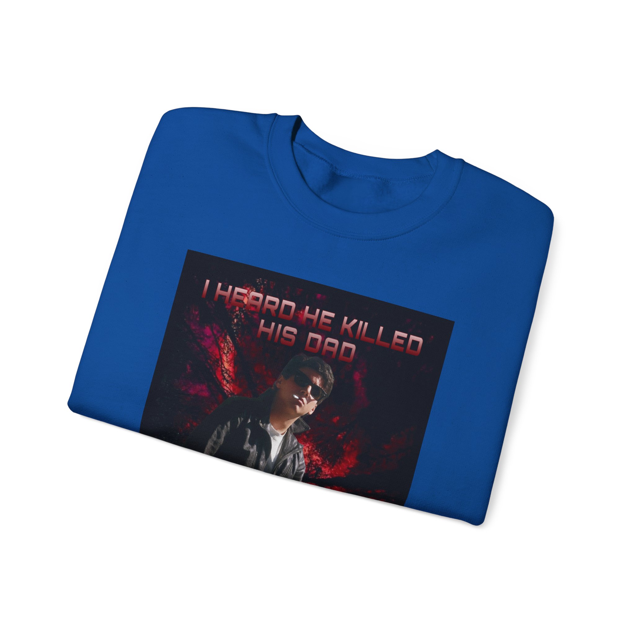 Monster Squad Crewneck Sweatshirt — “I Heard He Killed His Dad” Horror Graphic - Image 35