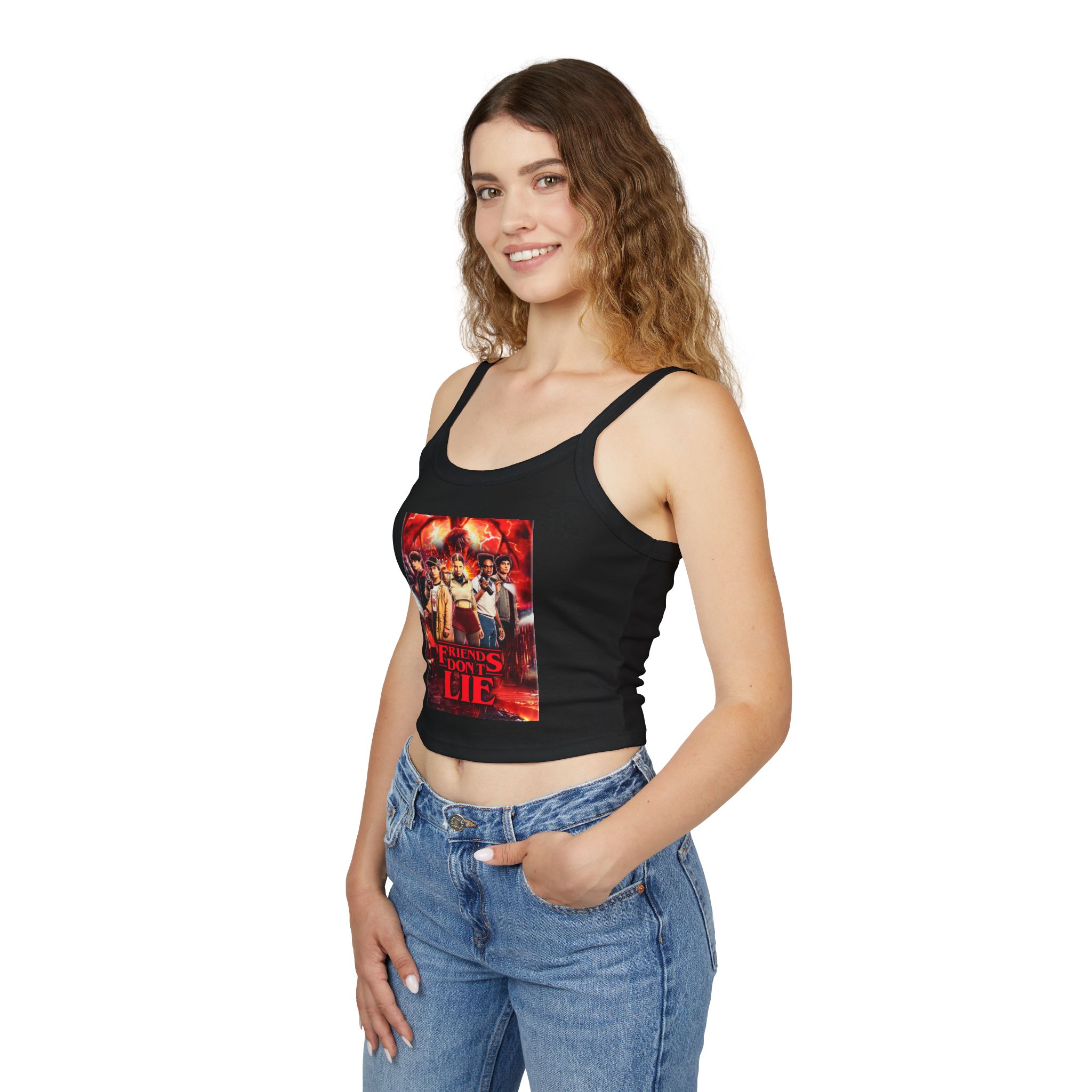 Stranger Things -Inspired "Friends Don't Lie" Crop Tank Top - Image 4