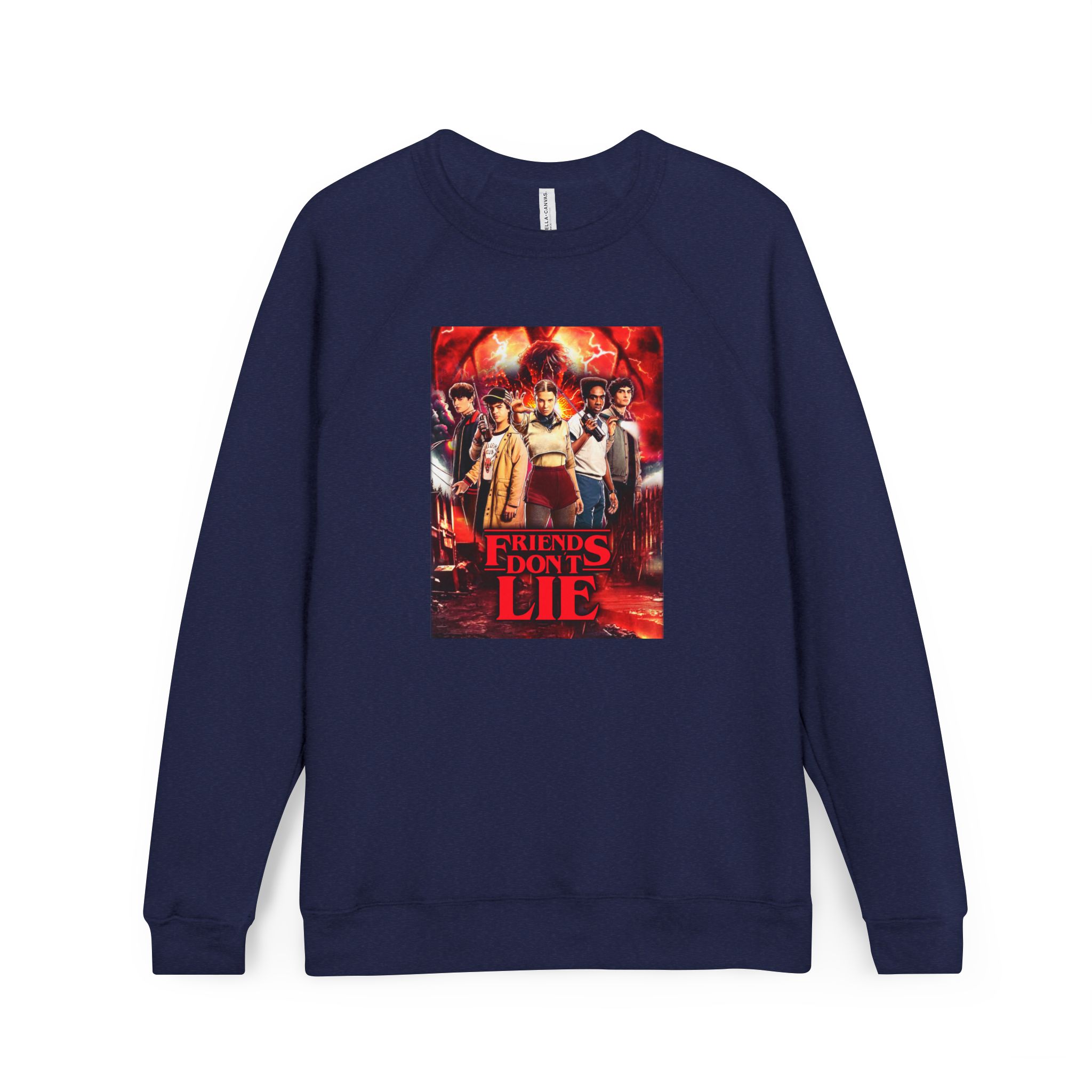 Raglan Sweatshirt — "Friends Don't Lie Stranger Things" Retro Stranger Mystery Crewneck - Image 29