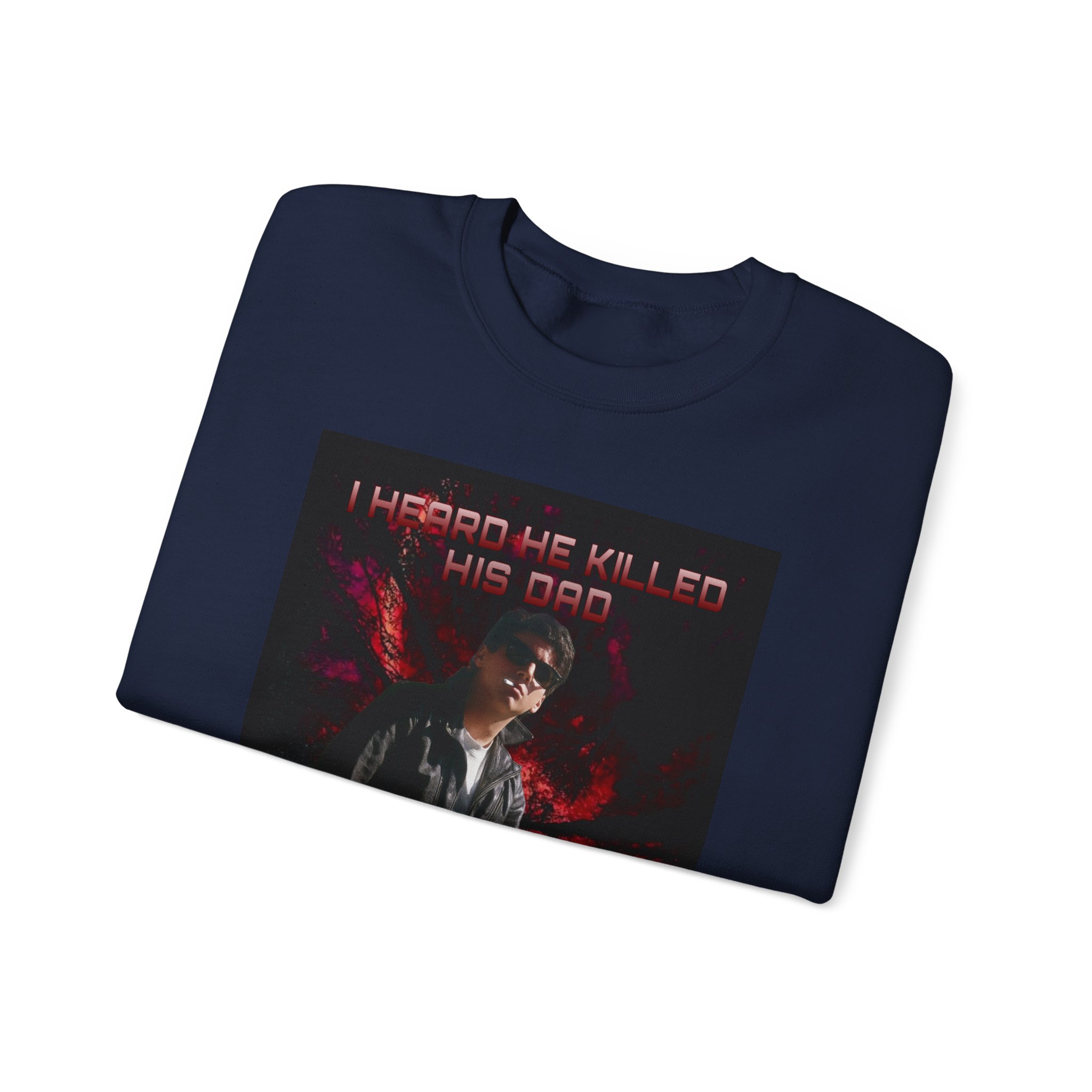 Monster Squad Crewneck Sweatshirt — “I Heard He Killed His Dad” Horror Graphic - Image 43