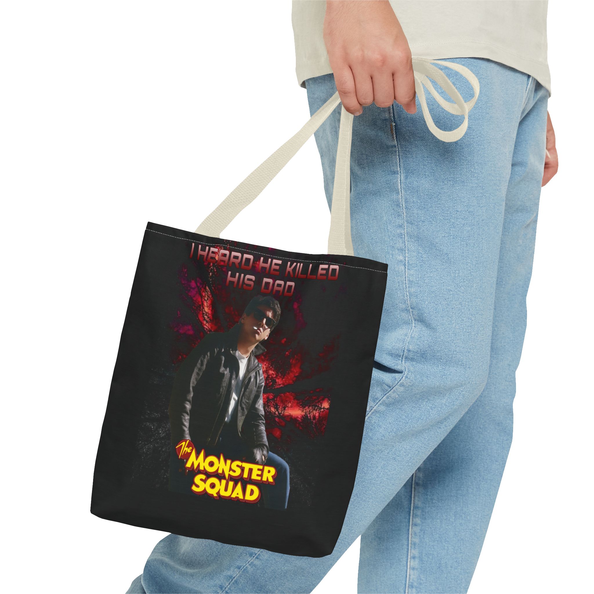 Horror Movie 'I Heard He Killed His Dad' Tote Bag – The Monster Squad Graphic Tote - Image 27