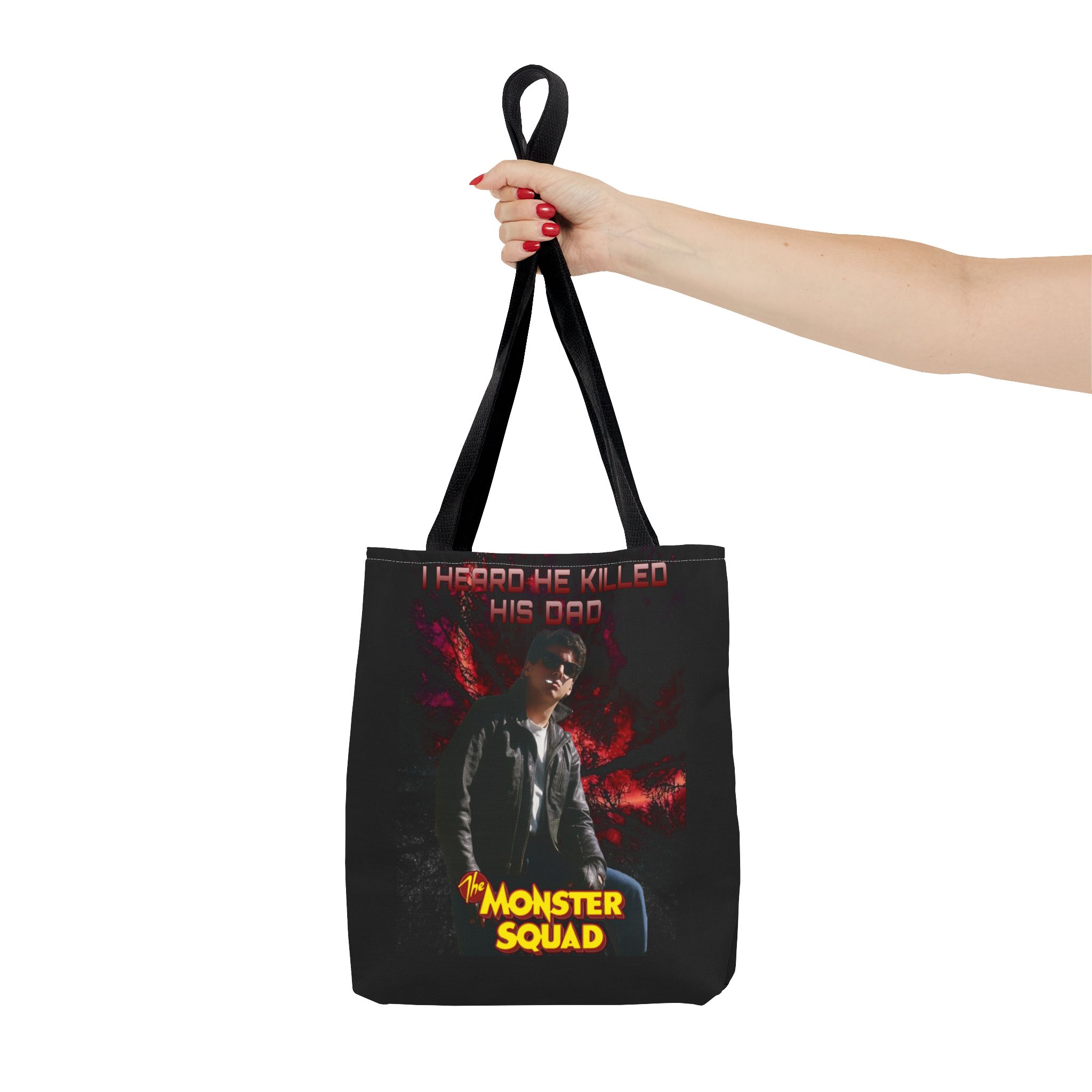 Horror Movie 'I Heard He Killed His Dad' Tote Bag – The Monster Squad Graphic Tote