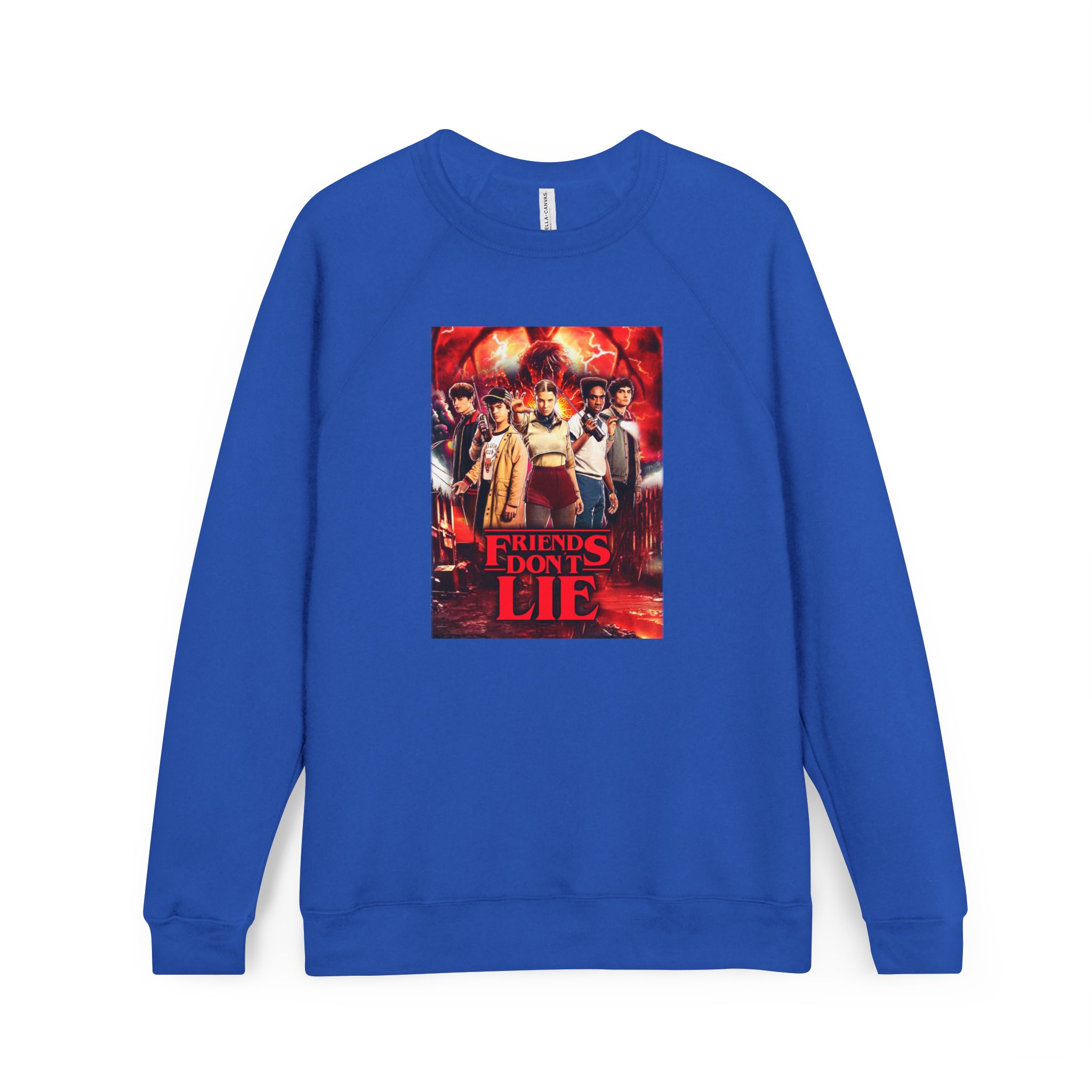 Raglan Sweatshirt — "Friends Don't Lie Stranger Things" Retro Stranger Mystery Crewneck - Image 22