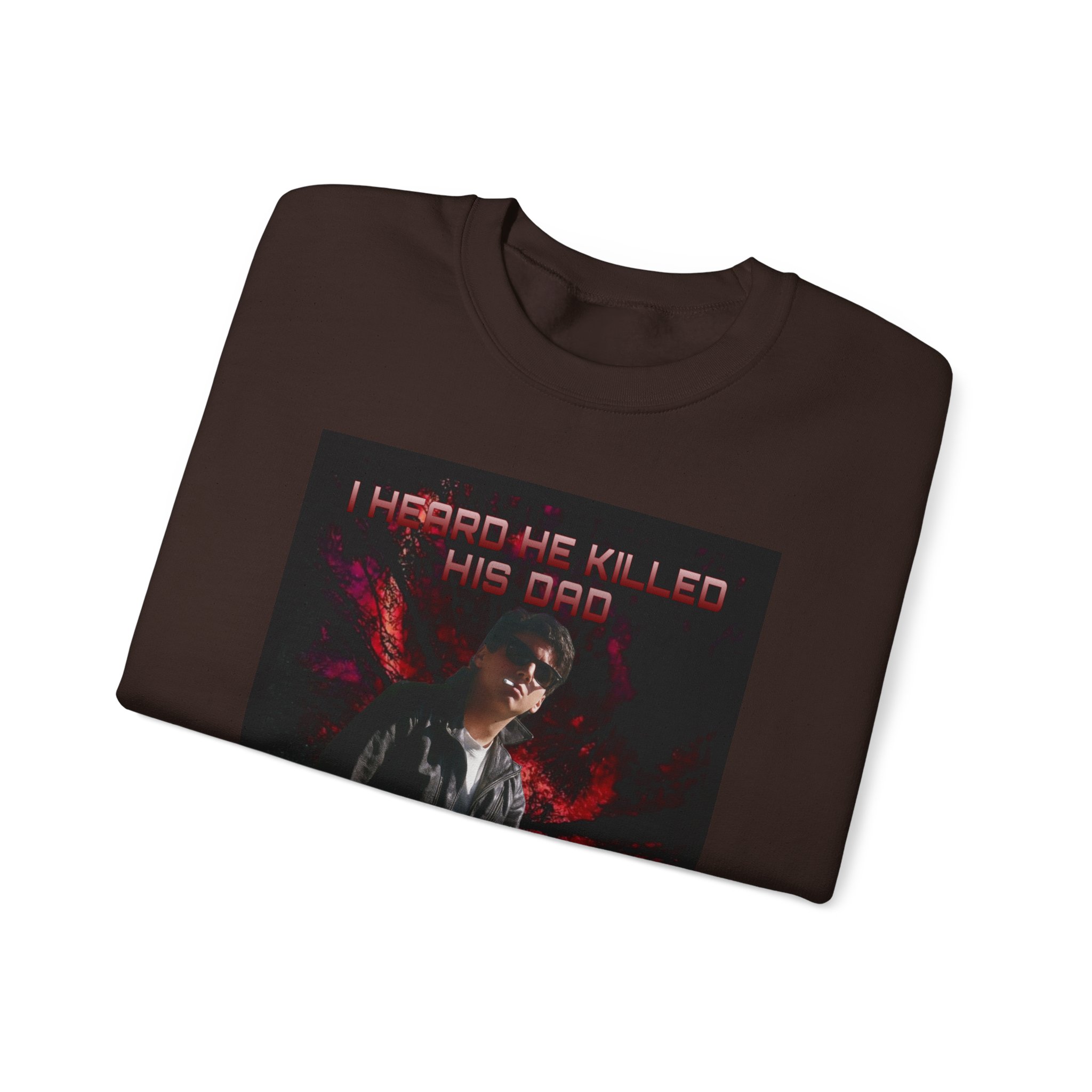 Monster Squad Crewneck Sweatshirt — “I Heard He Killed His Dad” Horror Graphic - Image 11