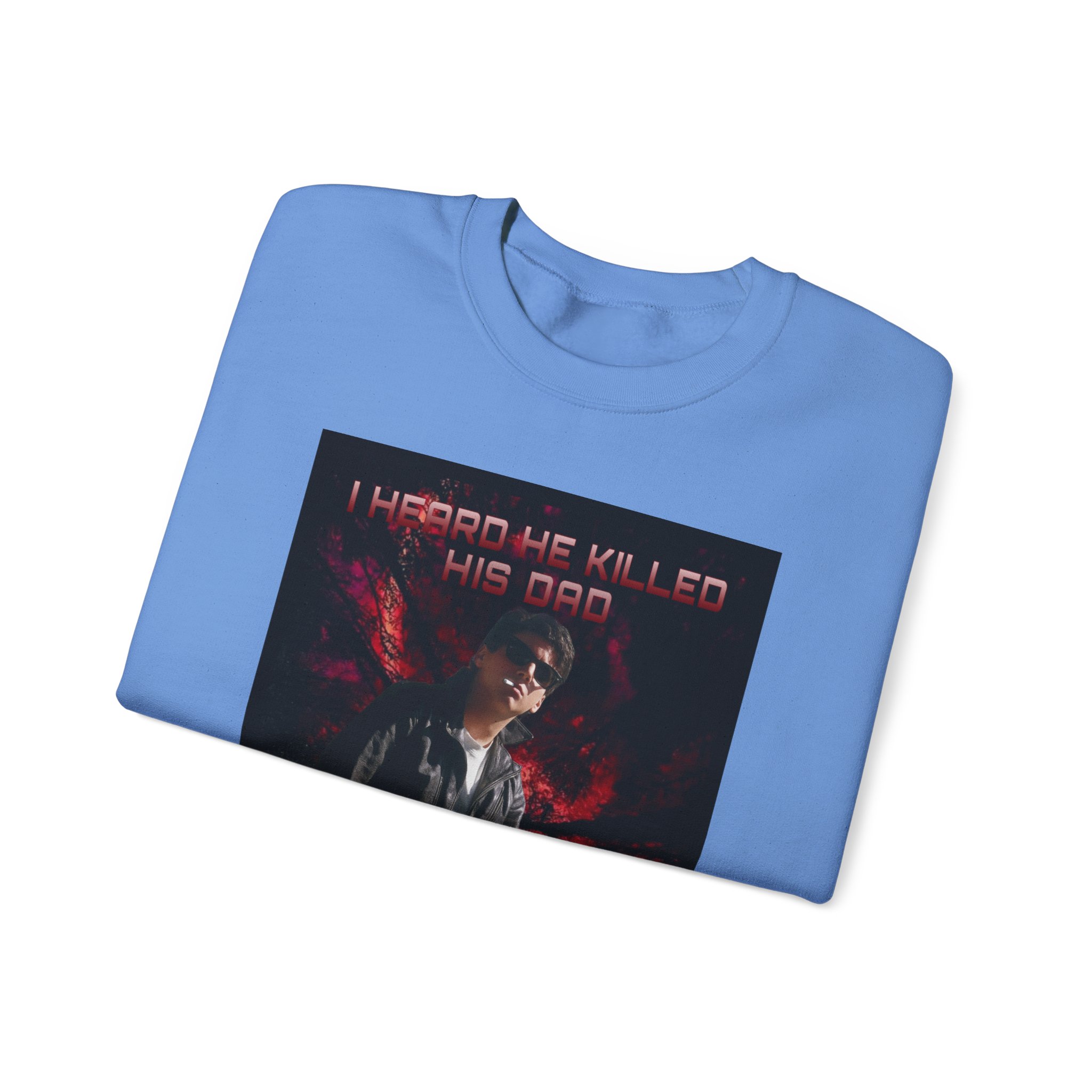 Monster Squad Crewneck Sweatshirt — “I Heard He Killed His Dad” Horror Graphic - Image 27